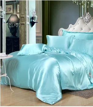 Svila Aqua posteljnina nabor zelena modra saten Cal Super kralj in kraljica velikosti polno dvojna odeja rjuhe kritje opremljena posteljo stanja dvojno perilo 6pcs 10317