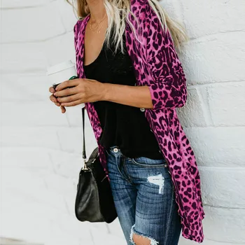 Leopard Natisniti dolg plašč modni visoke kakovosti jeseni Dolgimi Rokavi ženske trendi za womens toplo divje toplo haut femme ukrajina vroče 10546