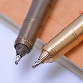 Ročno Medenina Kemični Svinčnik Ustvarjalne Volfram Jekla Pisanje Orodje Retro Vijakov Tip Bamboo Pen Taktično Pero na prostem kot Darilo 10577
