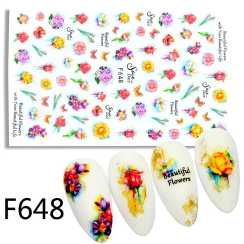 FWC 3D Vijoličen Cvet Nalepke Nalepke Trava/Drevesa/Živali Design Lepilo za Manikiranje Nasveti Nail Art Odlikovanja 10639