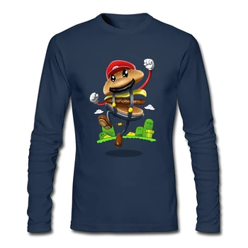 Super Mario Burger Moške O-vratu Tiskanja Dolg Rokav po Meri Plus Velikost Spodnja Ameriški T Shirt za Moške Zahvalni Dan Darilo 109648
