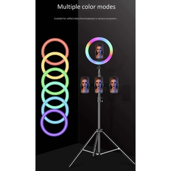 26 cm Obroč Svetlobe s Telefona Posnetek Zatemniti RGB Selfie lahki Prenosni Ličila Lučka LED Izpolnite Svetlobo za Fotograranje Video 110555