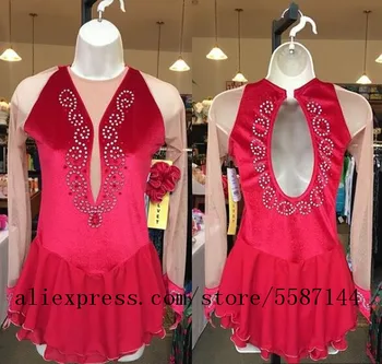 Rdeča umetnostno drsanje obleke, ženske konkurence drsanje obleko po meri drsanje oblačila za dekleta brezplačna dostava 117584