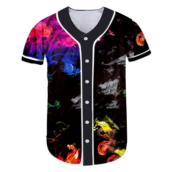 CJLM Prosti čas Športne Mens Baseball Majica 3D Grozno Barvit Cvet Natisnjeni Človek Tshirt Priložnostne Znamke Oblačil Trgovina 118231