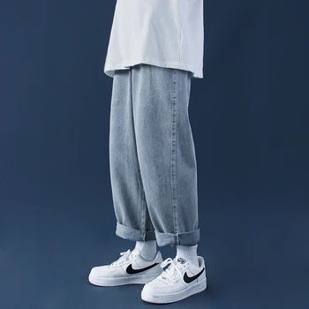 2020 Naravnost Jeans Za Moške Kpop Oblačila Korejski Slog Obleke, Hip Hop Modra Traper Hlače Ulzzang Hip Hop Modna Oblačila Moški 120722