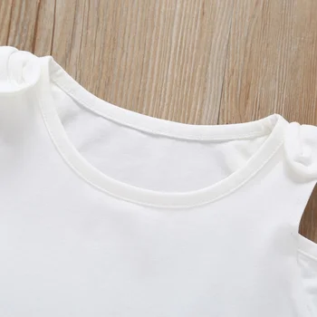 Vroče Prodaje Baby Girl Obleke Bombaž brez naramnic Kratek Rokav Cvet Natisniti T-shirt Vrhovi Počitnice Otroci, Oblačila, 1-6Y 126080
