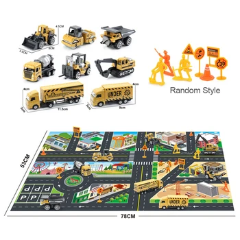 8Pcs Mini Gradnje Tovornjak Modelov Avtomobilov Cesti Znak Zemljevid Mesta Preprogo Otroci Igrače Set 1319