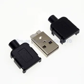 200set 3 v 1 Mini USB Priključek priključek moški vtič s plastično lupino Spajkalne žice DIY USB Vtič