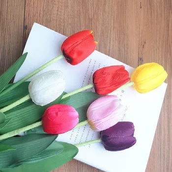 Precej 10pcs/veliko Mini Tulipanov Cvet Pravi Dotik Poročni Šopek rož Umetne Svile Flowersfor Stranka Domov Poroko Počitnice Dekor 1451