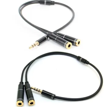 4pole 3pole 3,5 mm Zlato Moški na 2 x Dual Ženske Jack Splitter Slušalke Y Audio Adapter Kabel kabel 14598