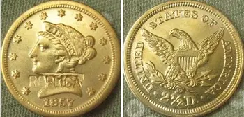 $2.5 Prostost Zlata, 1857-D kopijo kovancev 157196