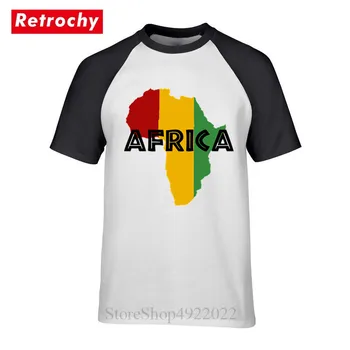 Afriške Zemljevid T-shirt Poklon Domovini Mama Afrika v Rasta Reggae Stilu T Shirt Nizko Ceno Posadke Vratu Moških Hipster Tees 199