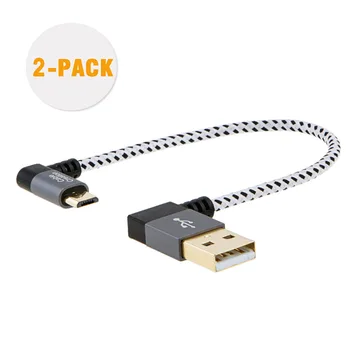 USB 2.0 A na Mikro USB-B Kabel, CableCreation [2-Pack] pod Kotom 90 Stopnjo Kratek USB 2.0 A na Mikro USB-B Kabel za 0,5 ft/3.3 ft/6.6 ft 20144