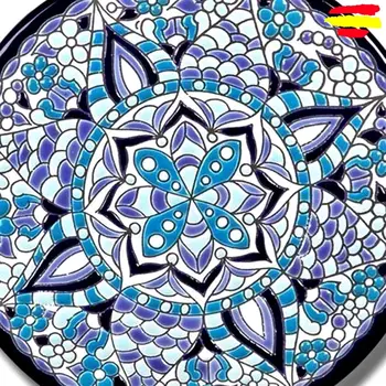 Keramično Ploščo 21 cm/8,3 palca - keramični steklom up ročno Izdelan v Španiji - Spainish - sevilla - MIJASCERAMIC obrti - 2056