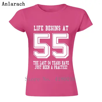 Stavbe Najnovejše T-Shirt Življenja se Začne Pri 55 55th Rojstni dan Za Homme Tshirt Funky Ženske T Shirt O-Vratu Poceni Prodajo 2405