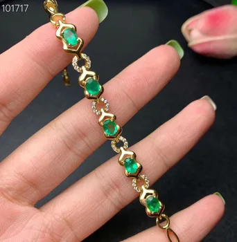 KJJEAXCMY boutique nakita 925 sterling srebro vdelan Naravnih smaragdno gemstone ženske zapestnica podporo odkrivanje luksuzni oddih 2829