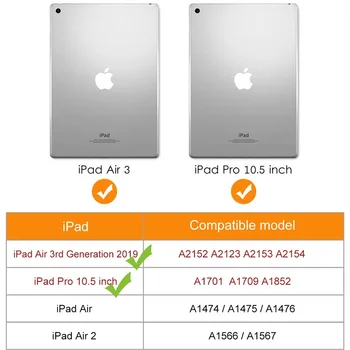 Slim PU Usnje Silikonsko Ohišje Za iPad Zraka 3 2019 Mehko Nazaj Smart Cover za iPad Pro 10.5 2017 10.5 palčni Kovček +filmPen 28721