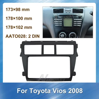 2 Din avtoradio Fascijo za Toyota Vios 2008 (Črna)Car Audio Plošče DVD Navigacijska Plošča Okvir Avto Fascias Stereo Radio Plošča 3235
