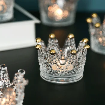 Vrsta svetlobe luksuzni ogrlica, prstan shranjevanje ploščato steklo reliefni svečnik krono naslikal zlato majhne dekorativne okraske 458