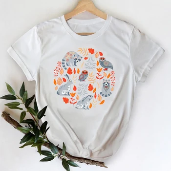 Majice za Ženske 2021 Fox Trend Slog, Risanka Moda Pomlad Poletje Tiskanje Vrh Lady Tiskanja Grafika Tshirt Ženske Tee T-Shirt