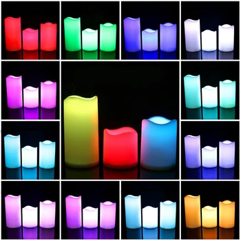 3Pcs Set LED Pisanih Brezplamensko Elektronske Sveče Zunanja & Notranja Barva Spreminja, Sveče Luči Z Multi-Function Timer R 75260