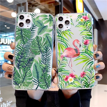 Tropski deževni gozd flamingov pušča Mehko TPU Silikon Hrbtni Pokrovček Telefona Primeru Za iPhone X 10 6 6S 7 8, Plus 5 5S SE XR XS MAX 7 8 76382