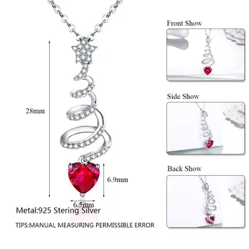 DVOJNO-R Ustvarili Rubinasto Rdeče Srce Obesek ogrlice za ženske Resnično Trdna 925 Sterling Srebrni Obeski 869
