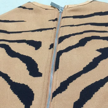 Novo Tiger Moda za Ženske Seksi Dolg Rokav Povoj Obleko 2019 Okrogle Ovratnik Hip Hop Celebrity Obleko Stranka Obleko 9387