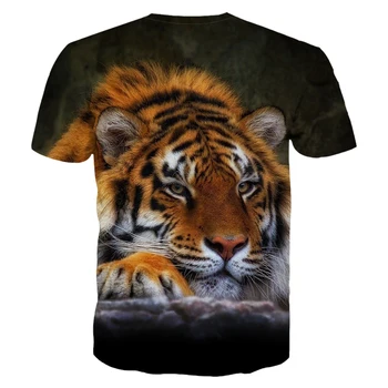 Leži Zver Kralj Tiger Natisniti Moda Poletje Krog Vratu T-shirt Kratek Rokav EUR Velikost 99432