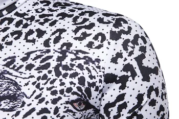 Moda Leopard Pika Print majica s kratkimi rokavi Moški 2020 blagovne Znamke Harajuku Priložnostne Turtleneck Majica s kratkimi rokavi Moški Slim Fit Dolgimi Rokavi Tshirt Moški Oblačila