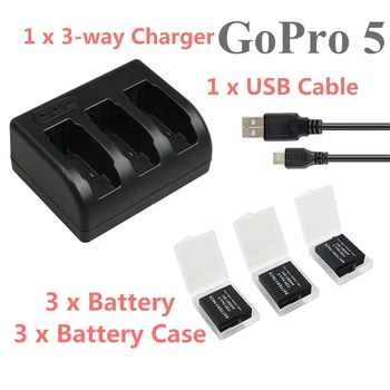 Clownfish, Za Gopro HERO 6 7 8AHDBT 501 baterije Gopro 5 baterij + 3-način USB Dvojni polnilec za GOPRO 6 Ukrep dodatno Opremo fotoaparata