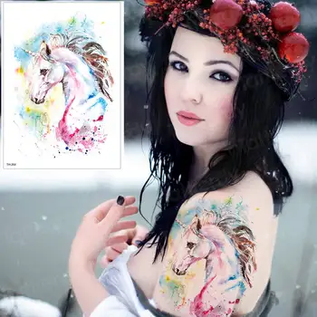 Tattoo & body art nepremočljiva začasni tattoo joker seksi arabski ponaredek tatoo ogrlica konj samorog živali tattoo barve vode ženske