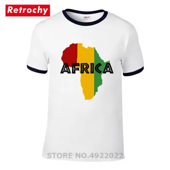 Afriške Zemljevid T-shirt Poklon Domovini Mama Afrika v Rasta Reggae Stilu T Shirt Nizko Ceno Posadke Vratu Moških Hipster Tees