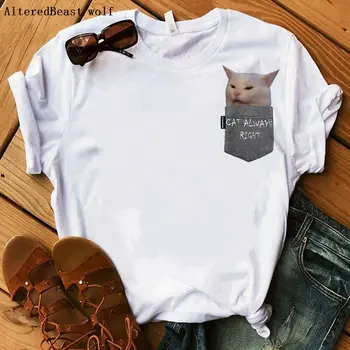 Lepe praznične Božične Kitty Cat Majica T-Shirt tiskanje 2019 mačka tshirt Ženske priložnostne kratek rokav Božič Mačka Vrhovi bela oblačila
