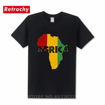 Afriške Zemljevid T-shirt Poklon Domovini Mama Afrika v Rasta Reggae Stilu T Shirt Nizko Ceno Posadke Vratu Moških Hipster Tees