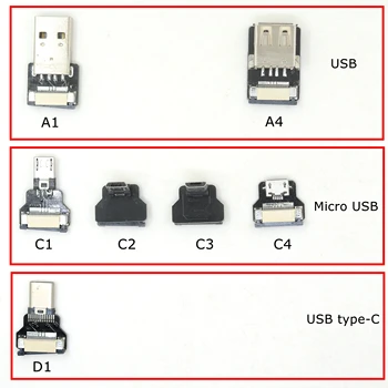 FFC USB-C OTG kabel, USB 2.0, micro USB na USB tip-c moški FPV Ravno Slim Tanek Trak FPC Kabel za Brushless Ročni Gimbal Servo