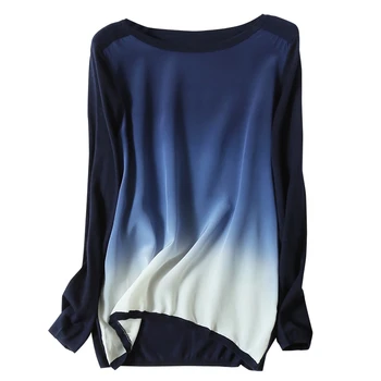 Visoko kakovostni svile razrezana žensk pomlad poletje moda gradient barve tanek pulover puloverju M/L, trgovina na debelo